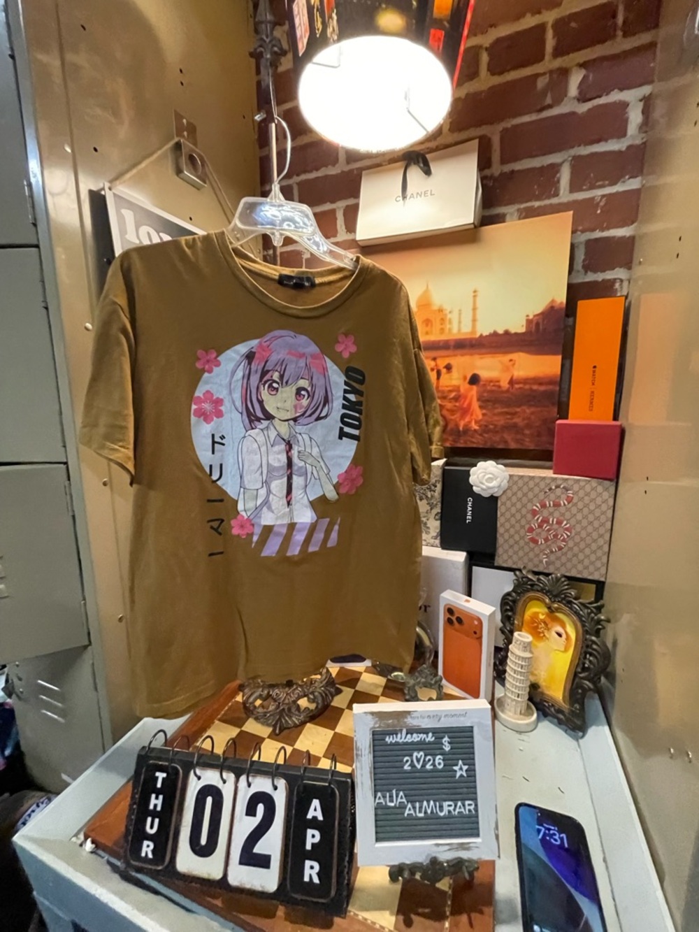 Ross brand brown t-shirt with a Tokyo anime graphic